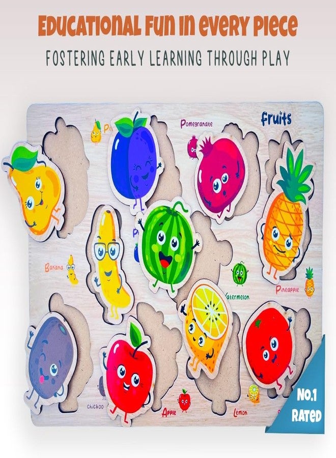 Khilonewale Wooden Jigsaw Puzzles for Kids, Toddlers, Preschoolers, Fruit & Vegetable Shapes, Set of 2 - Image 5